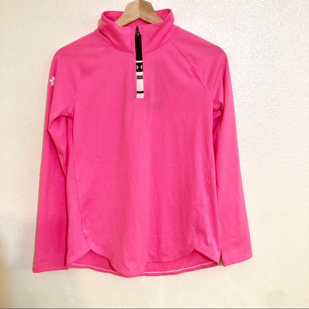 Neon pink girls under armour top